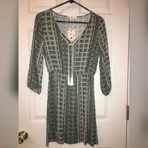BOHO SHEIK GREEN PRINT DRESS *NWT*